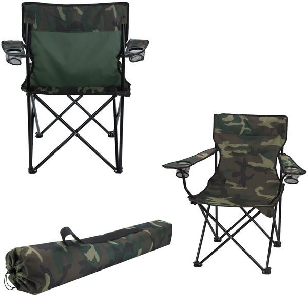 HH7050CB Camouflage Folding Chair With Carrying Bag Blank No Imprint